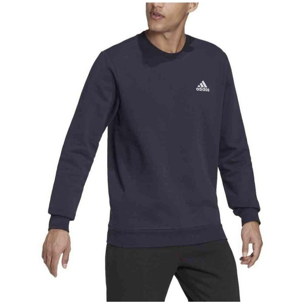 Adidas Men's Feelcozy Sweatshirt Large Tall LT Navy Blue Crewneck NWT H42002